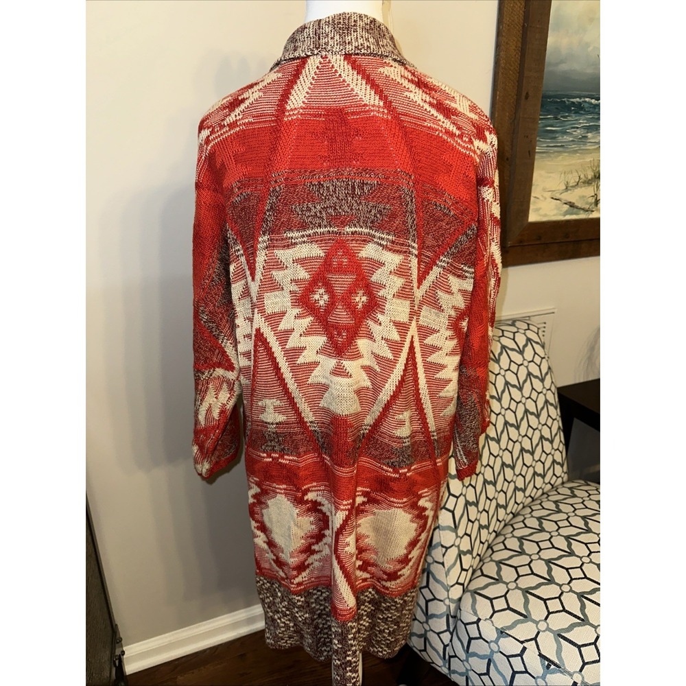 LUCKY BRAND Cardigan Open Cardigan Boho Stargazer Aztec Preppy Pocket Medium - Picture 3 of 7